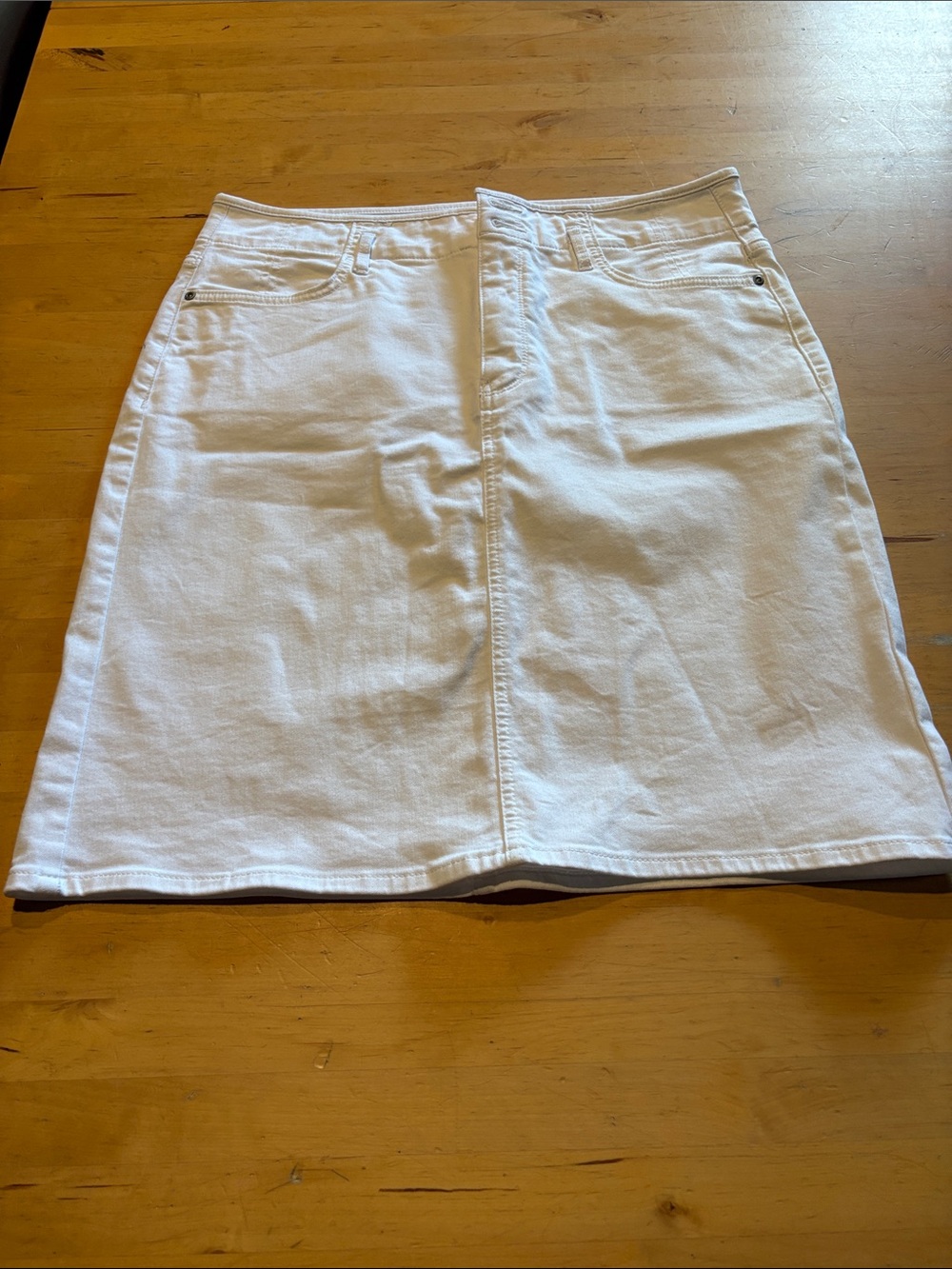 NYDJ White Denim High Rise knee length Skirt